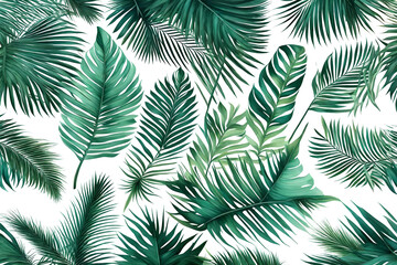 Fototapeta na wymiar Tropical exotic leaves isolated on transparent background. Generative AI.
