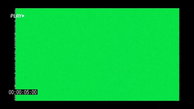 Video player, Retro film video, effect footage.TV screen. Noise flicke, Green screen Full Hd