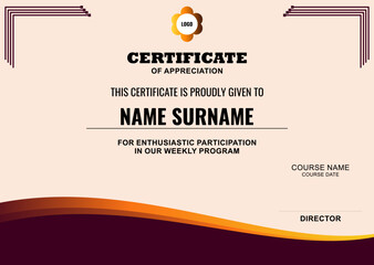 Fototapeta premium Modern Certificate Template with stylish design, simple, elegant and perfect design. Ready to use template.