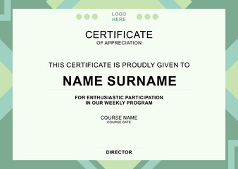 Modern Certificate Template with stylish design, simple, elegant and perfect design. Ready to use template.
