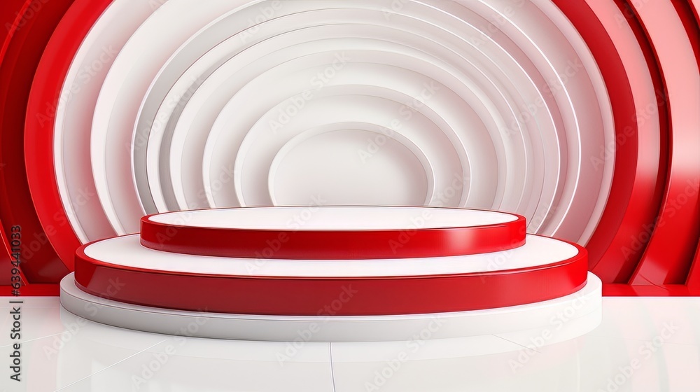 Aufkleber abstract minimalistic red and white scene with geometric shapes. visualization ai