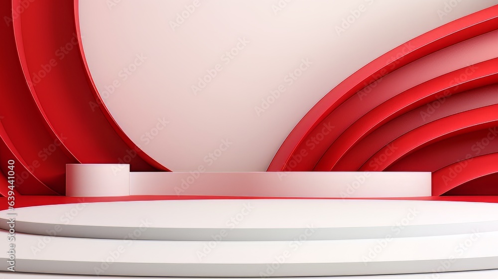 Aufkleber abstract minimalistic red and white scene with geometric shapes. visualization ai