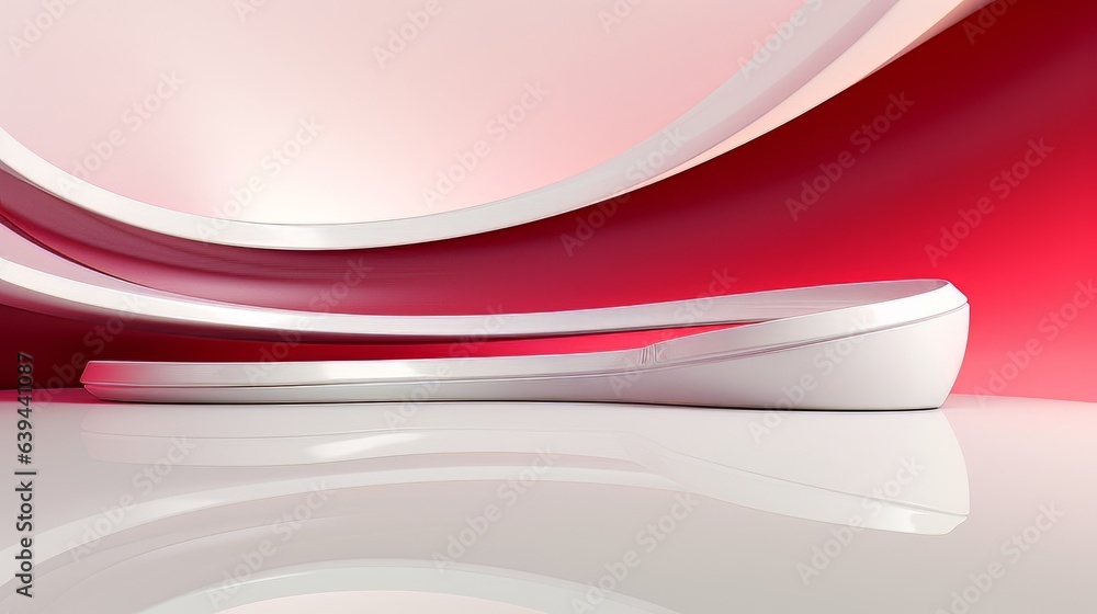 Poster abstract minimalistic red and white scene with geometric shapes. visualization ai