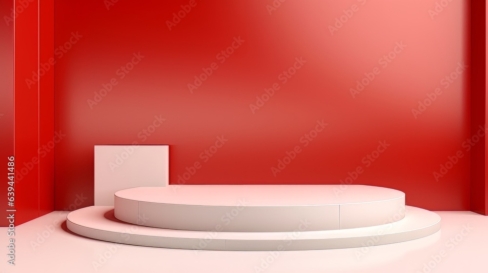 Aufkleber abstract minimalistic red and white scene with geometric shapes. visualization ai