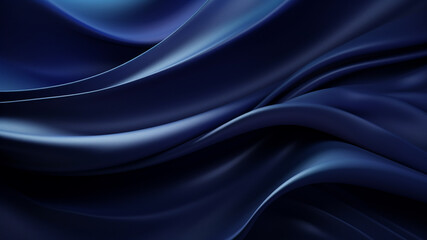 Elegance abstract soft focus wave glossy dark blue fabric use for background