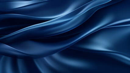 Fototapeta premium Elegance abstract soft focus wave glossy dark blue fabric use for background