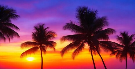 Fototapeta na wymiar Coconut trees in the evening