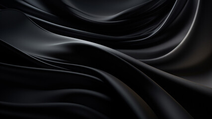 Obraz premium Elegance abstract soft focus wave glossy Black fabric use for background