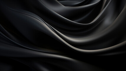 Fototapeta premium Elegance abstract soft focus wave glossy Black fabric use for background