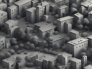 3d render of a dark background of a residential area