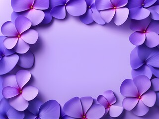 beautiful periwinkle flowers and petals on color background