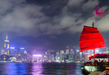 Hongkong Victoria Harbor night scene