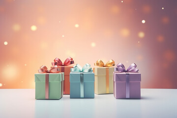 Fototapeta premium An image of gift boxes on a colourful background - Generative AI