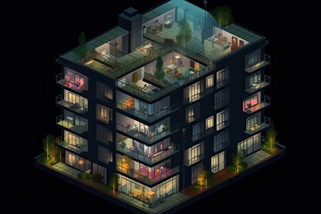 The appearance of the apartment complex. Generative AI