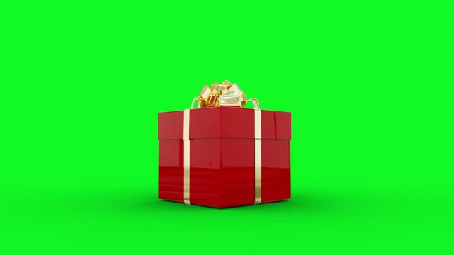Ugandan shilling notes  bursting out of red gift box. Stack of banknotes behind green screen, 3d animation of money popping out. notes falling from box on greenscreen