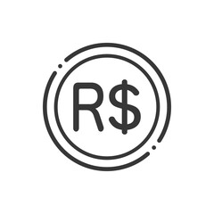R$の文字が入ったシンプルなコインのアイコン- ブラジルのお金･レアルのイメージ
