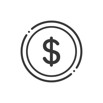 $の文字が入ったシンプルなコインのアイコン- アメリカやカナダなどのお金･ドルのイメージ
