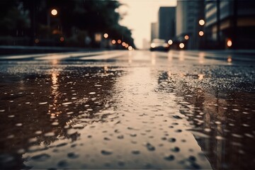Road background with effects of rain. Generative AI