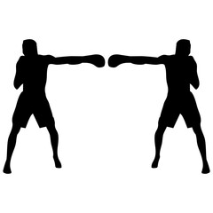silhouettes of fights with martial arts and fists