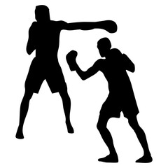 silhouettes of fights with martial arts and fists