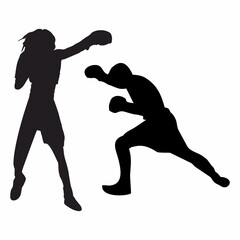 silhouettes of fights with martial arts and fists