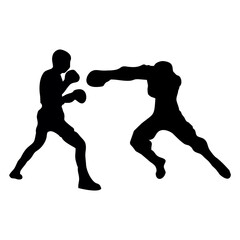 silhouettes of fights with martial arts and fists