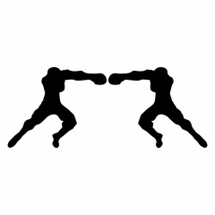 silhouettes of fights with martial arts and fists