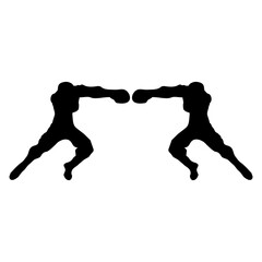 silhouettes of fights with martial arts and fists