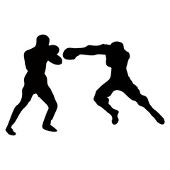 silhouettes of fights with martial arts and fists