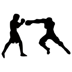 silhouettes of fights with martial arts and fists