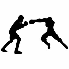 silhouettes of fights with martial arts and fists