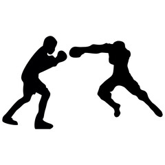 silhouettes of fights with martial arts and fists