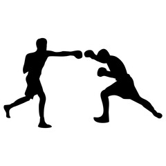 silhouettes of fights with martial arts and fists