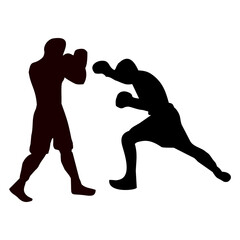 silhouettes of fights with martial arts and fists