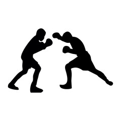 silhouettes of fights with martial arts and fists