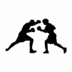 silhouettes of fights with martial arts and fists