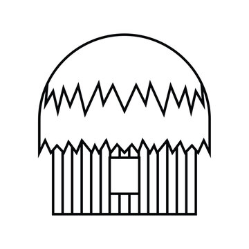 Papua traditional house vector illustration design elements, indonesian ancient architecture, rumah adat honai line art style