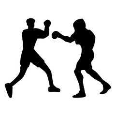 silhouettes of fights with martial arts and fists