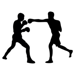 silhouettes of fights with martial arts and fists