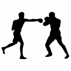 Obraz premium silhouettes of fights with martial arts and fists