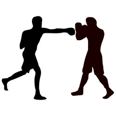 Obraz premium silhouettes of fights with martial arts and fists