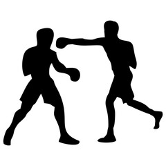 silhouettes of fights with martial arts and fists