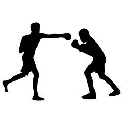silhouettes of fights with martial arts and fists