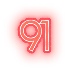 Glowing Red Neon Alphabet Letters, Numbers, and Symbol Signs On White Background