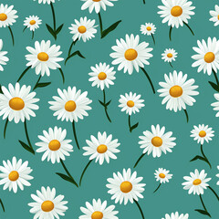 Watercolor daisy pattern and seamless background.