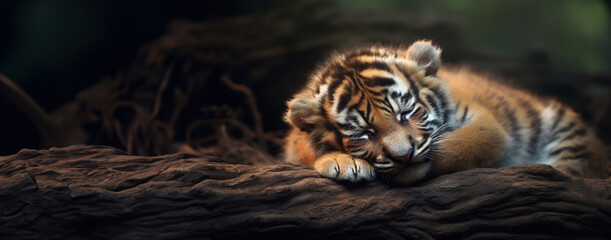Baby Tiger, Guarded in Peace: The Sleeping Baby Tiger as a Symbol Serenity and Faith.
