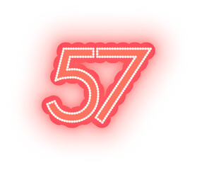 Glowing Red Neon Alphabet Letters, Numbers, and Signs on White Background