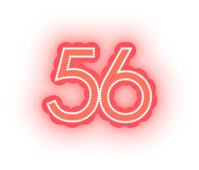 Glowing Red Neon Alphabet Letters, Numbers, and Signs on White Background