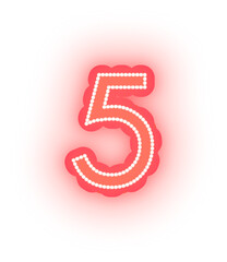 Fototapeta premium Glowing Red Neon Light Alphabet Letters, Numbers Signs