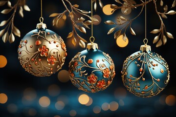 Happy new year hanging bauble background, Beautiful New Year 3D